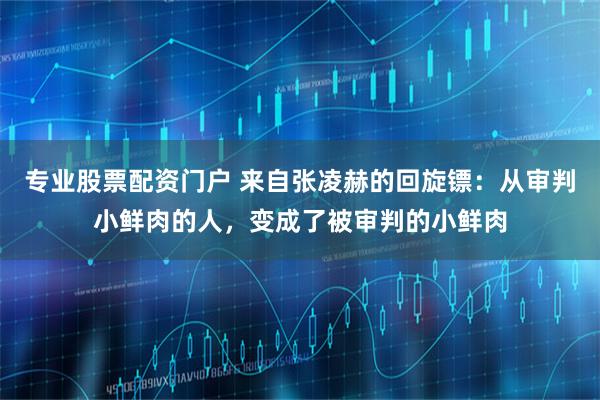 专业股票配资门户 来自张凌赫的回旋镖：从审判小鲜肉的人，变成了被审判的小鲜肉